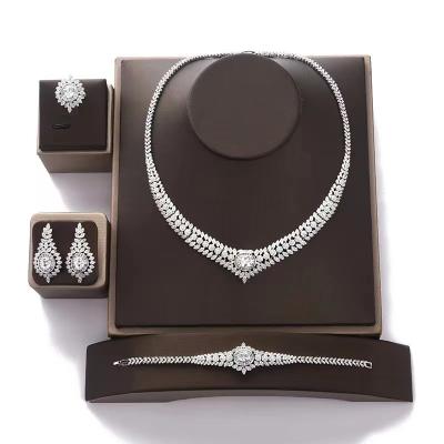 China CLASSIC Luxury Four-Piece Necklace Earrings Bracelet And Ring Zircon Set Jewelry Set Bride Wedding Female for sale