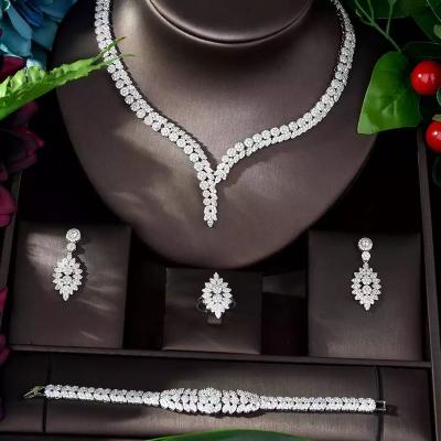 China CLASSIC Jewelry Sets 4PCS Necklace Earrings Ring And Bracelet Set For Charm Women Wedding Got Enagged for sale