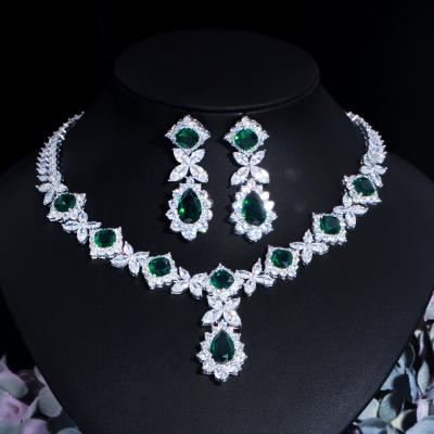 China CLASSIC Popular Fashion Flower Green Gold Silver Plating Set Dress Accessories for sale