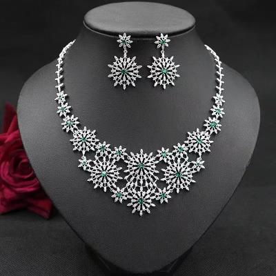 China FASHIONABLE Classic Women Flower Wedding Jewelry Set D.C.A. Large Zircon Necklace Earring Party Jewelry Set for sale