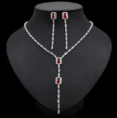 China Middle East FASHIONABLE popular zircon color crystal tassel joker contracted long necklaces earrings jewelry set for sale