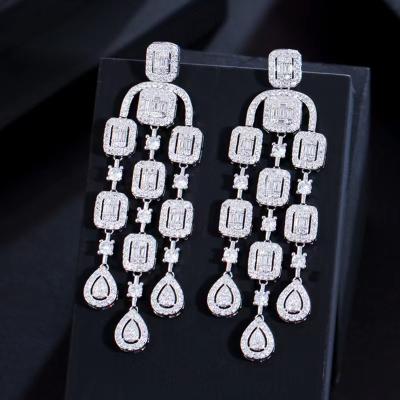 China TRENDY Fashion Paved With Zircon Tassel Luxury Joker Earrings Great Gift To Friend's Birthday for sale