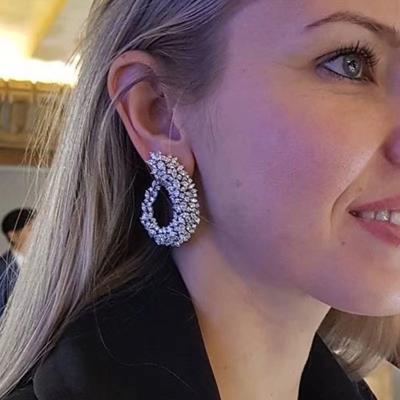 China New summer TRENDY fashion full set curve of zirconia temperament joker woman multicolor earrings for sale