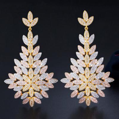 China Wholesale Ms. CLASSIC Zircon Pendant Thick Three Color Oxide Plating Earrings for sale