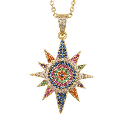 China Nickel/Lead Free The Latest Colorful Pattern Micro-inlaid Zircon Flower Lady Pendant In 2021 By Brass Necklace for sale