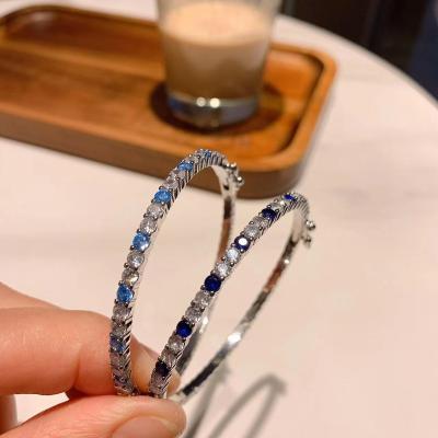 China Nickel/Lead Free Fine Colorful Gem Inlaid Summer Silver High Quality Girl's Clothes Brass Plated Matching Bangle for sale