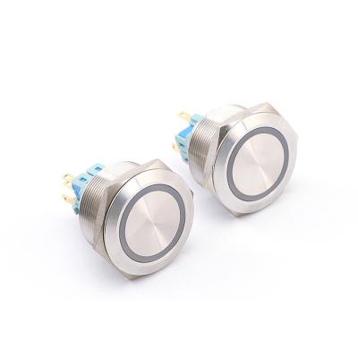 China Momentary/Latching 30MM On Red Vandal LED Ring Illuminated Push Button Switch 12v 24v 220v for sale