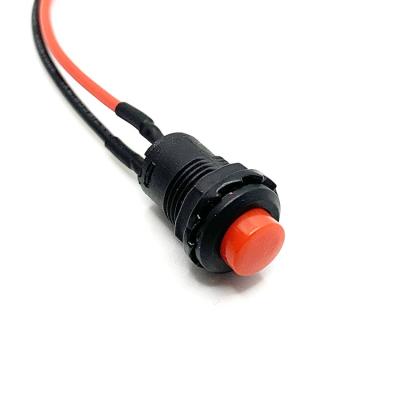 China Momentary / Latching 2 Pin 12MM Momentary Plastic Mount Red Remote Push Button for sale