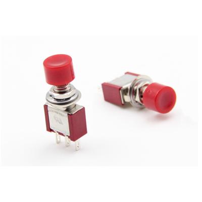 China 10pcs 3 Terminal 6mm ON-ON 2A 250VAC 5A 125VAC Red Push Button Switch Metal for sale