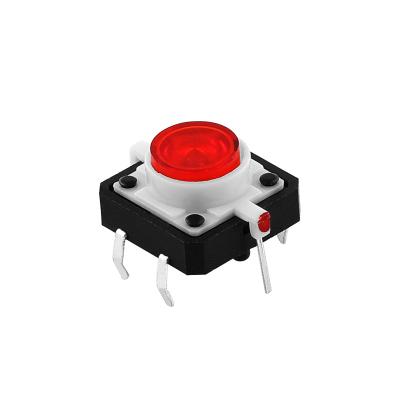 China YA-TS14 12*12mm Metal Plastic DIP White Green Blue Yellow LED Illuminated Tact Switch for sale