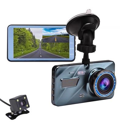 China Hot Selling 4 Inch LCD FHD 1080p Lens Dual LED Warning Light Car Dash Dual Cam and Rear DVR VCR Car Camera for sale