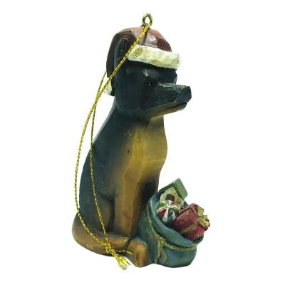 China Custom Europe Dog Christmas Wear Hat Decoration Hanging Polyresin Christmas Ornaments for sale