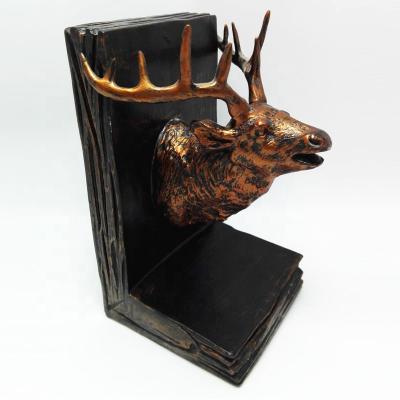 China Custom Resin China Antler Bookends Animal Deer Bookends For Home Decoration for sale