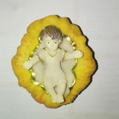 China Europe Nativity Baby Jesus Statue On Lotus Leaf Resin Infant Christmas Opens Figurine for sale