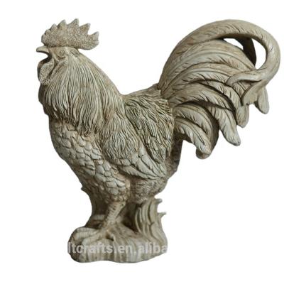 China Europe Home Decorations Chicken Statue Garden Resin Rooster Figurine for sale