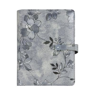 China Custom Flower Printed 3 Ring Binder PU Leather Planner Organizer Flower Printing A5 Agenda Binder Notebook for sale