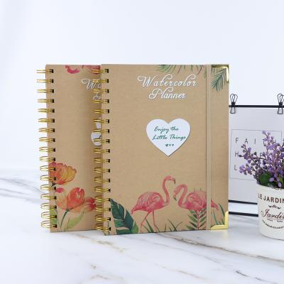 China School Office Supplies Logo Printed Watercolor Planner And With Flamingo Paper Agenda Pocket Spiral Notebook for sale