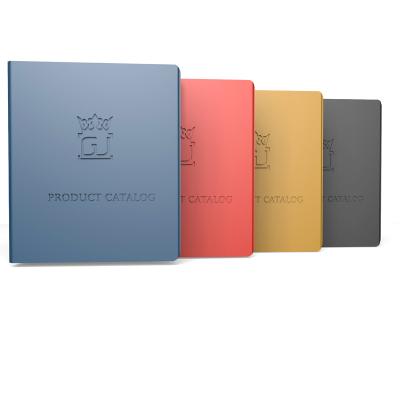 China Eco-friendly custom debossed new logo printing PU leather cover binder 2 D-ring folder for wholesale for sale