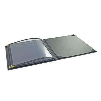 China Popular restaurant 6 view food drink menu leather book for restaurant, high quality PU leather hotel menu folder for sale