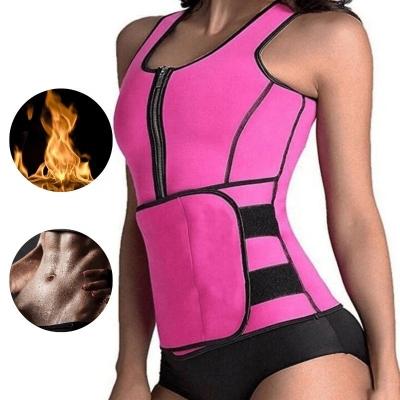 China Amazon Best Selling Neoprene Vest Women Body Shaper Weight Loss Waist Trainer Antibacterial Sauna Sweat Vest With Zipper for sale