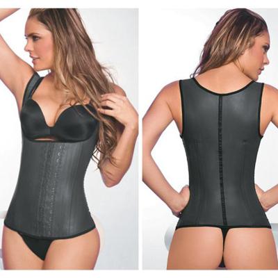 China Antibacterial/Plus Custom 100% Latex Waist Trainer Front Women Body Shaper Zipper Logo Double Compression Adjustable Belt Waist Vest for sale