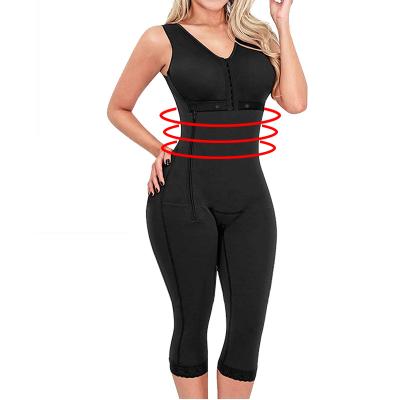 China 2022 Antibacterial Body Shaper Fajas Colombianas Zipper Body Shapewear Knee Length Post Surgery Compression Body Shapewear Women Side Garment for sale