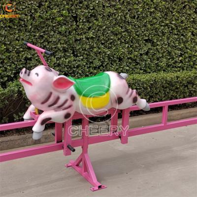 China As your needs new design other amusement park products outdoor playgrounds games track unpowered happy running pig for sale