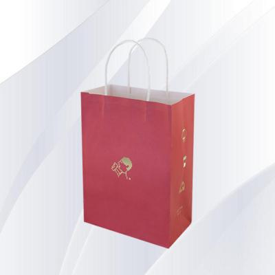 China Recycled Materials Customized Printing Red Design Logo Paper Gift Bag OEM Reusable Paper Bags Wholesale Exquisite Packaging Paper Bags for sale