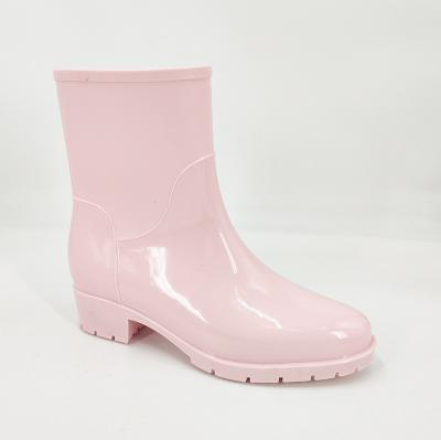 China Factory High Quality Manufacturer Fashion Trend High Ankle PVC Women's Sole Side Elastic Sex Fuzzy Ladies Fashion Hell Rain Boots for sale