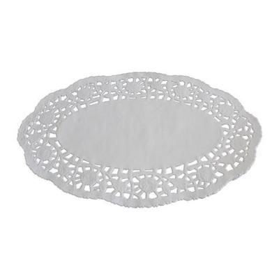 China Sustainable High Quality Oval Eco-Friendly Paper Doyleys Lace Paper Food Grade Doilies Cake Mat Disposable Cake Paper Pad for sale