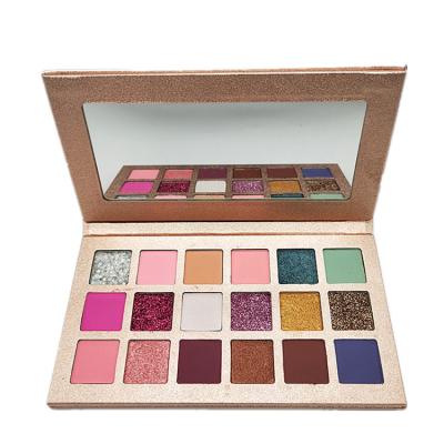 China Waterproof Professional Hot Pigmented Matt Glitter Make Up Eyeshadow Palette 18 Colors With Mirror for sale