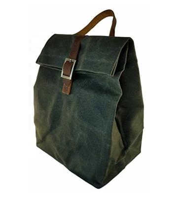 China Custom Whole Bag Logo Insulated Waxed Canvas Lunch Food Women Man Waterproof Tote Reusable Box Insulation Material for sale