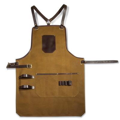 China Anti-Static Printing Hairdresser Chef Waterproof Bbq Grilling Gardening Bartender Uniform Tool Canvas Waxed Apron for sale