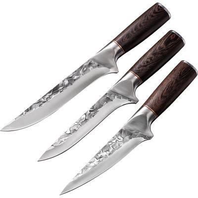 China Sustainable Handmade Butcher Knife Boning Knife Stainless Steel Paring Knife With Rosewood Handle for sale