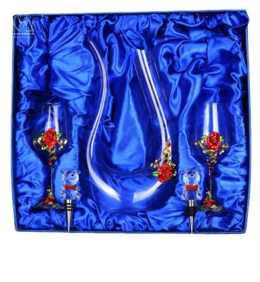 China High End Enameled Crystal Glass Wine Goblets European 6 Size Red Wine Set Home Decanter for sale