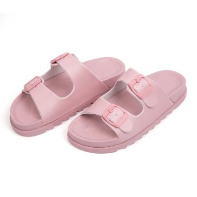 China Fashion Trend Straps Women's Sandals Evergreen Summer Women's Double Buckle Slides Slippers Beach Flats Flip Flops Shoes Durable Cool for sale