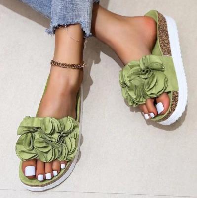 China Cushioning 2022 summer cork clog slippers summer direct velvet flower warm slippers shoes cork clog sandals shoes for sale