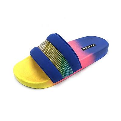 China Fashion Trend Shoes Made in Stock China Lots of Shiny Stock Diamond Gradient Colors Ladies Shoes Daily Indoor Outdoor Flat Sandals Women Shoes for sale