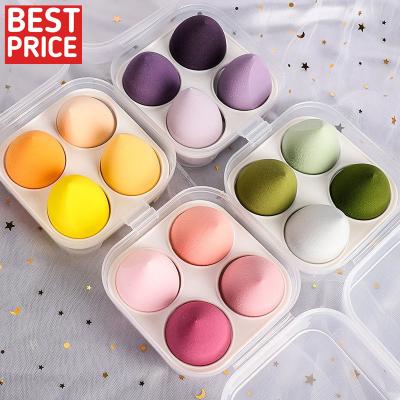 China 4pcs Non Latex Polyurethane Beauty Makeup Sponge Combo Dry And Wet Cosmetic Sponges Hydrophilic Powder Base Makeup Beauty Powder Blast In Egg Box for sale