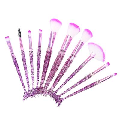 China Super Soft Skin Friendly And Soft For Personalized By Sensitive Muscles Amazon Bestseller Mermaid Makeup Soft Hair Logo Plastic Handle Color Makeup Custom Brush Travel Size for sale