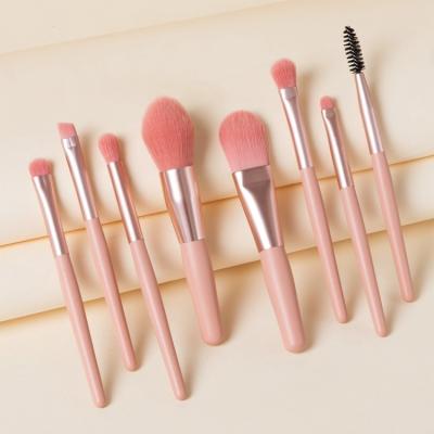 China New 8pcs Super Soft Mini Makeup Brushes With Matte Wood Handle Portable Soft Hair Makeup Brushes Beauty Tools for sale