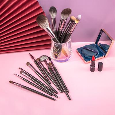 China 15pcs Super Soft Makeup Brush Set Goat Hair Wooden Handle Hot Selling Cosmetic Brushes High Quality for sale