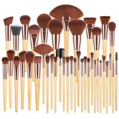 China Angular Blush New Wholesale 40 Pcs Luxury Wooden Makeup Brush With Optional Private Label Wooden Professionala Handle Makeup Brush Single Sete for sale