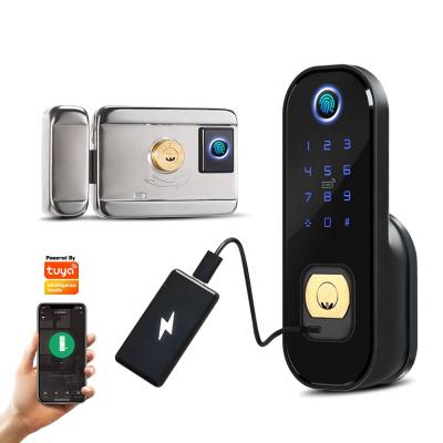 China Aluminum Alloy Tediton Double Sided Smart Locks Door Knob WIFI Tuya APP Digital Fingerprint Handle Door Lock for sale