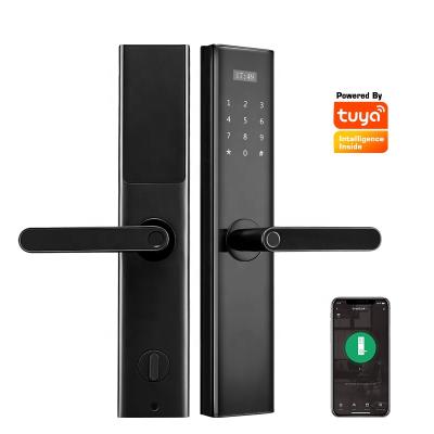 China 304 Stainless Steel Panels/Bigger Panel Tediton Tuya Wifi Biometric Fingerprint Digital Armored Glass Smart Reciprocating Smart Door Lock for sale