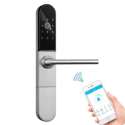 China 304 Stainless Steel Tediton WiFi Biometric Fingerprint Sliding Door Lock Digital Aluminum Glass Smart Lock Door for sale