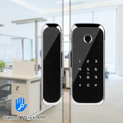 China Zinc Alloy Digital Electronic Biometric Fingerprint App TTlock WiFi Glass Door Lock for sale