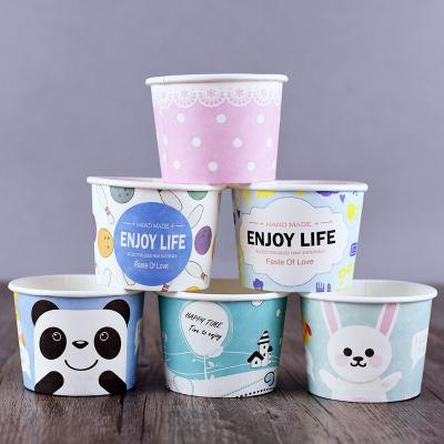 China Recyclable/Biodegradable Disposable Take Away Ice Cream Paper Container Cardboard Frozen Dessert Paper Cup With Lid for sale