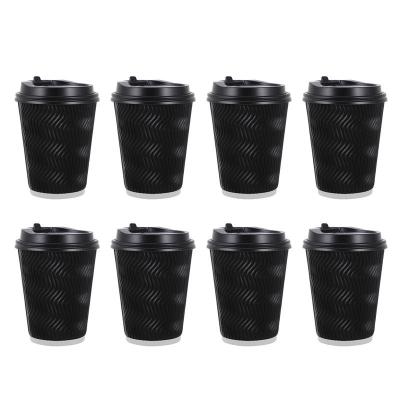 China Recyclable Disposable Coffee Cup Thickened Milk Paper Corrugated Tea Coffee Cup Anti-ironing Hot Drinks Cup With Cover for sale