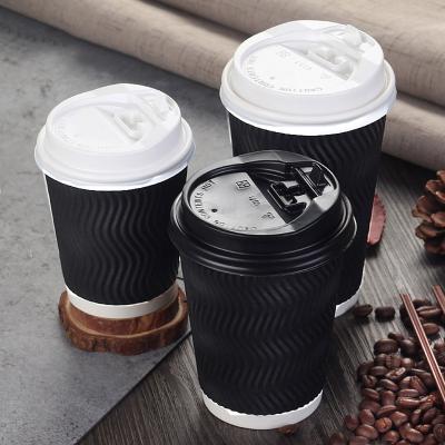 China Recyclable Disposable Double Wall Hot Cups Coffee Tea Drinks Paper Cup Coffee Mug With Lid for sale